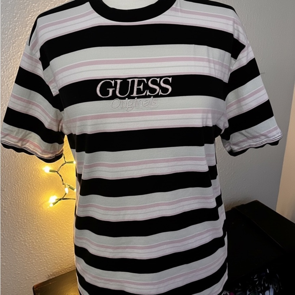 GUESS Originals Striped Logo Tee – Women’s Large